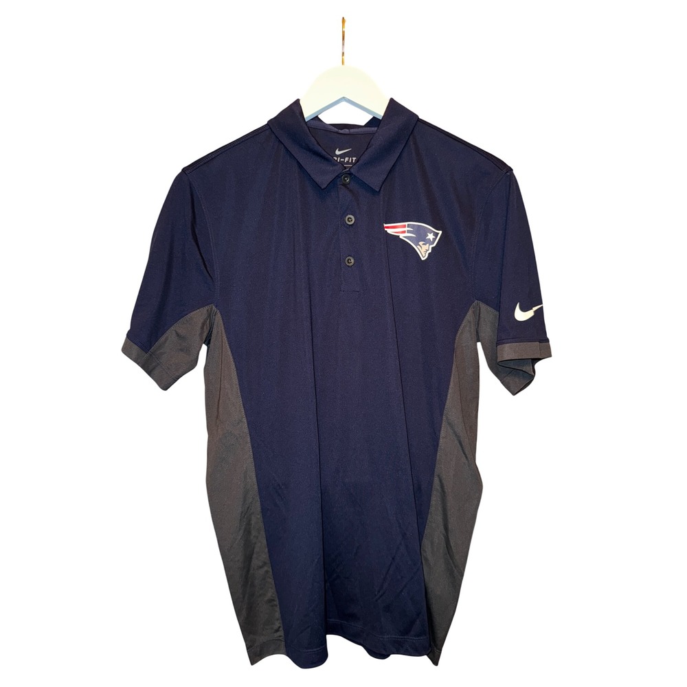 Nike Dri-Fit Mens New England Patriots Polo Shirt‎ Navy Blue Medium NFL